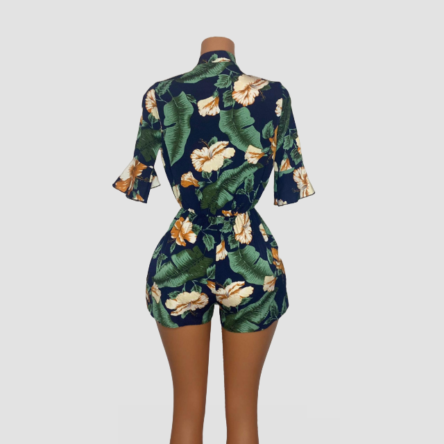 JYBE GREEN FLOWERED JUMPSUIT