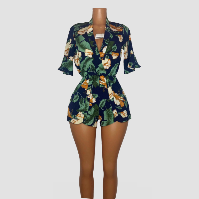 JYBE GREEN FLOWERED JUMPSUIT